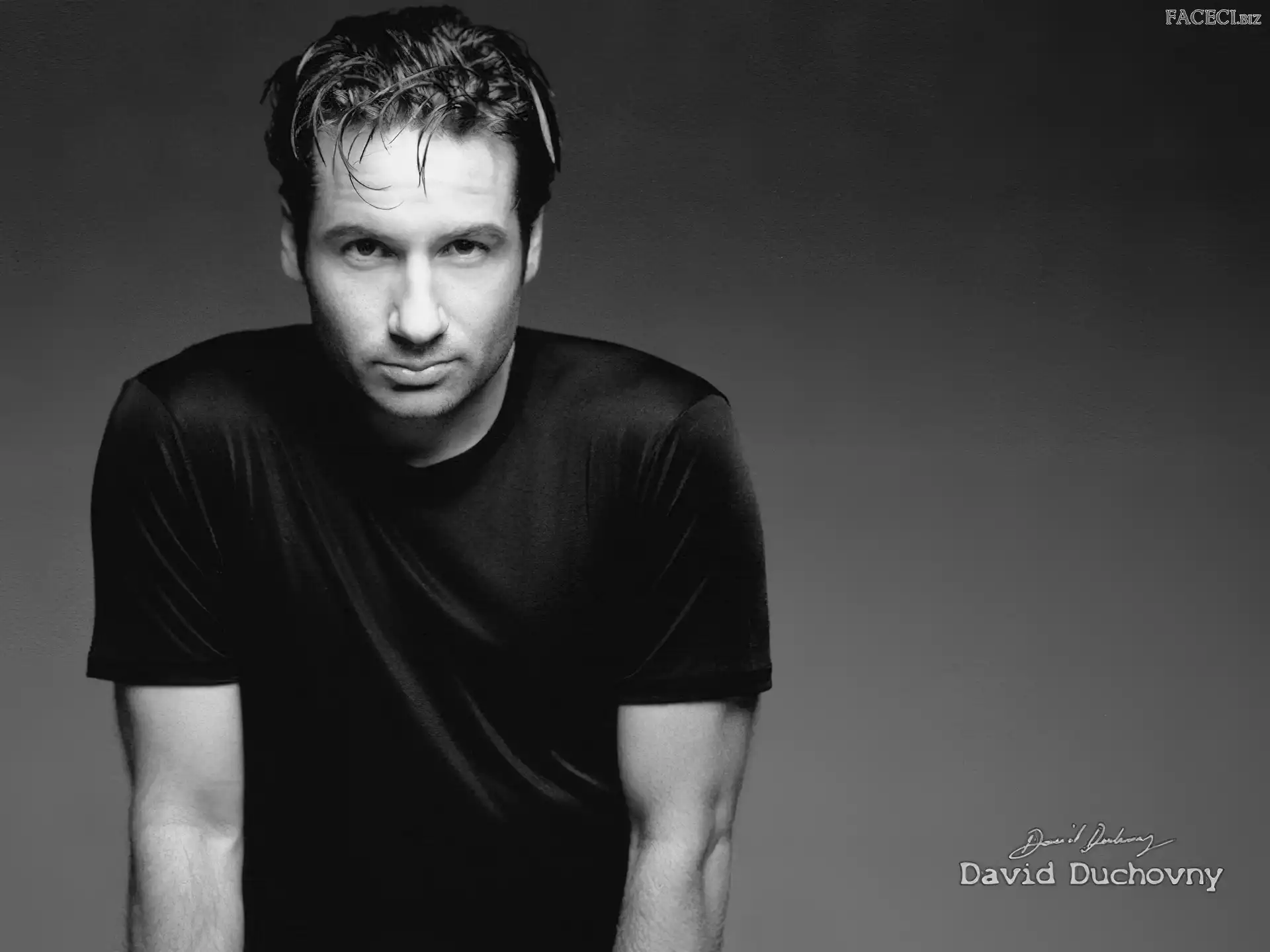 czarny t-shirt, David Duchovny